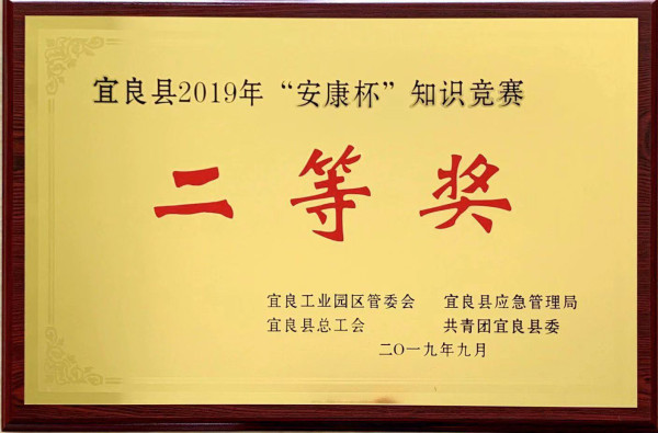 宜良人生就是搏(中国区)官方网站荣获宜良县2019年“安康杯”知识竞赛二等奖